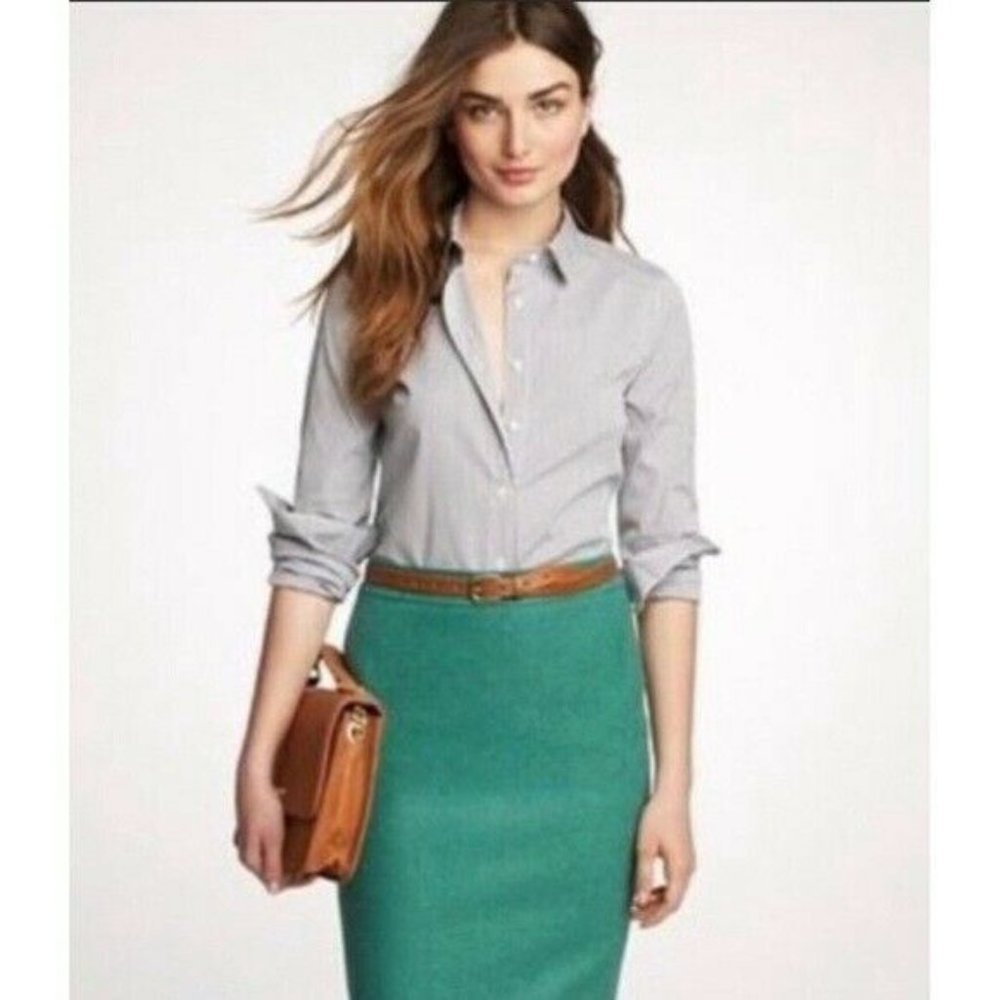 J.CREW Pencil Skirt Teal Wool Blend Skirt 10